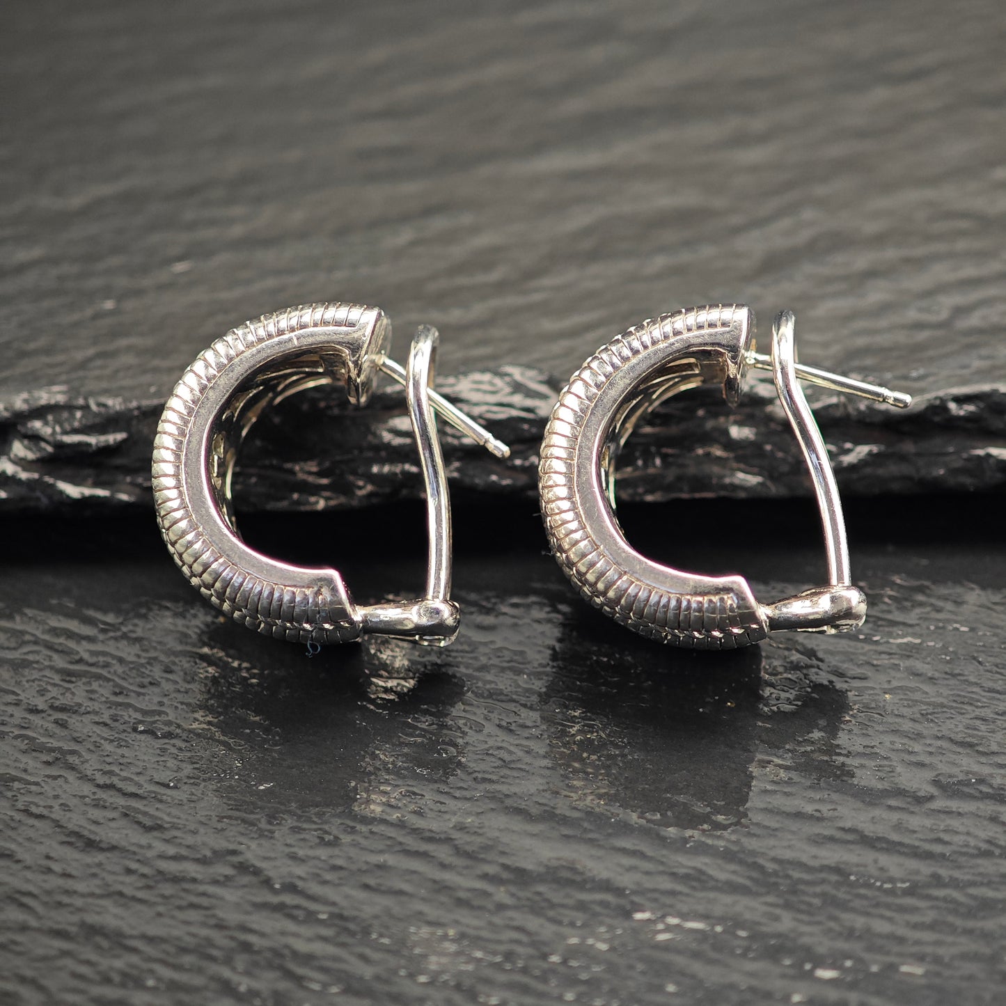 Vintage Judith Ripka Sterling Silver Lever Back Earrings ER3063