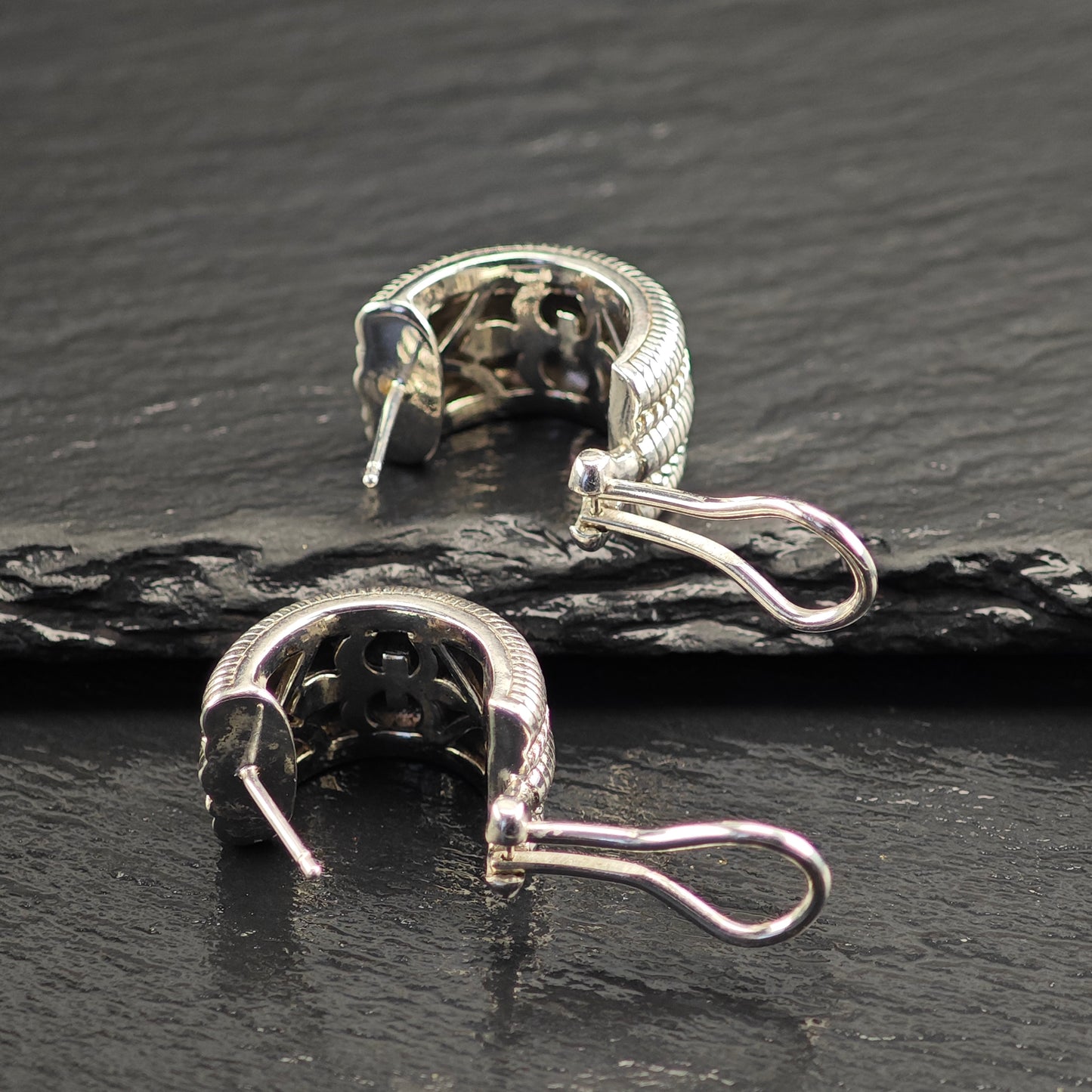 Vintage Judith Ripka Sterling Silver Lever Back Earrings ER3063