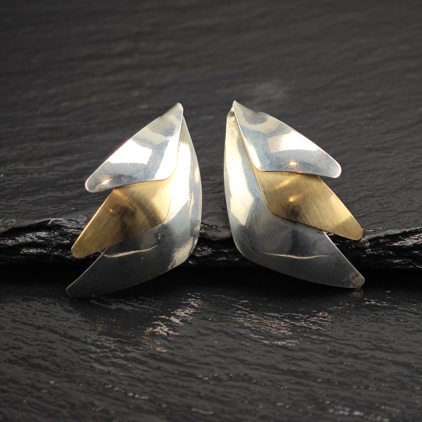 Vintage Artist-Made Sterling Silver Stud Earrings ER3067