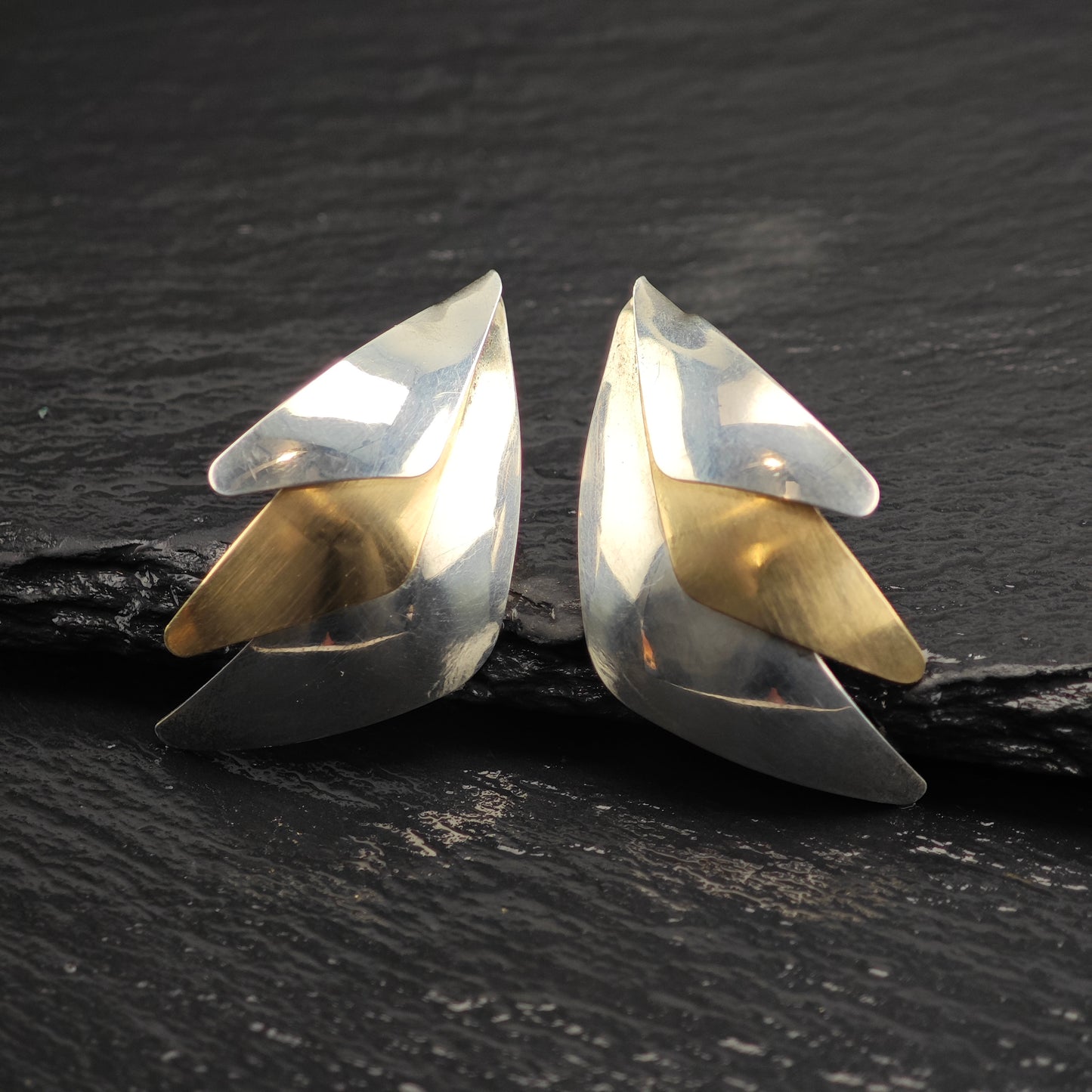 Vintage Artist-Made Sterling Silver Stud Earrings ER3067