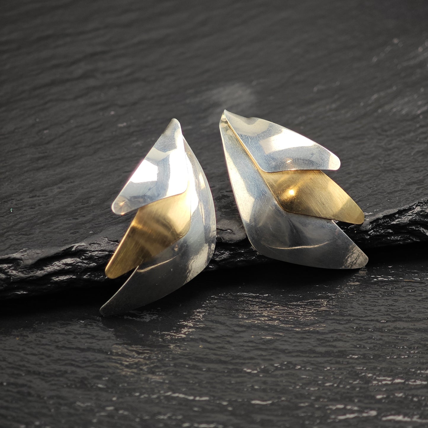 Vintage Artist-Made Sterling Silver Stud Earrings ER3067