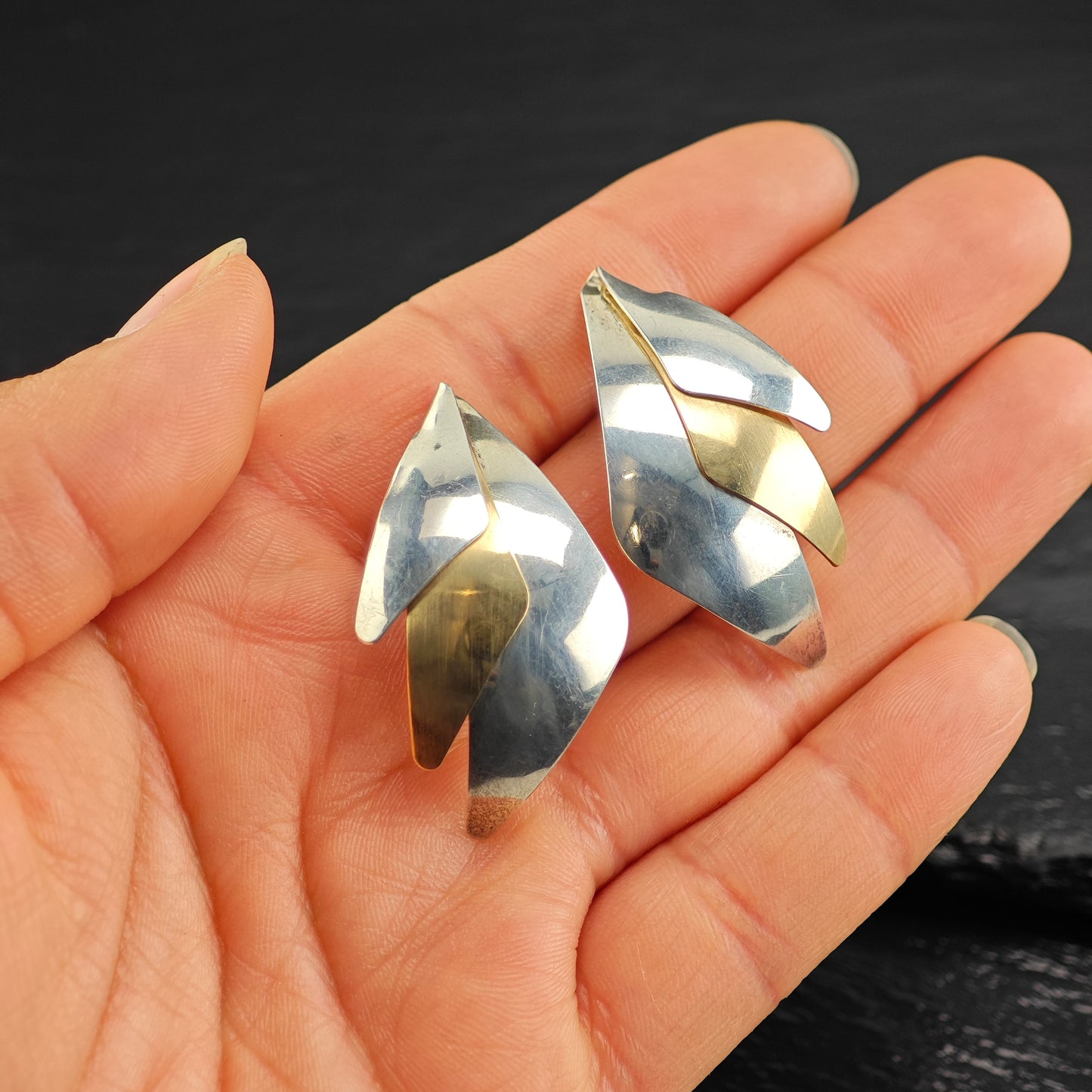 Vintage Artist-Made Sterling Silver Stud Earrings ER3067