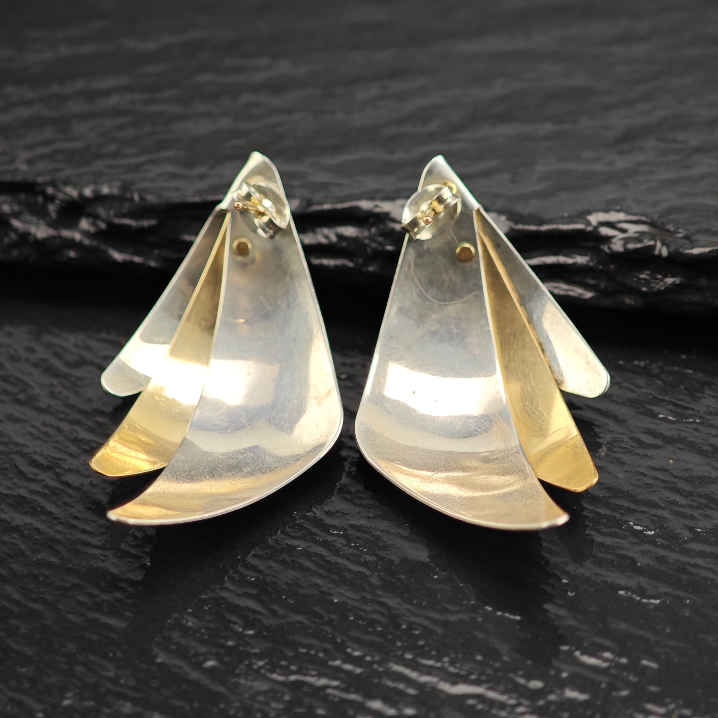 Vintage Artist-Made Sterling Silver Stud Earrings ER3067