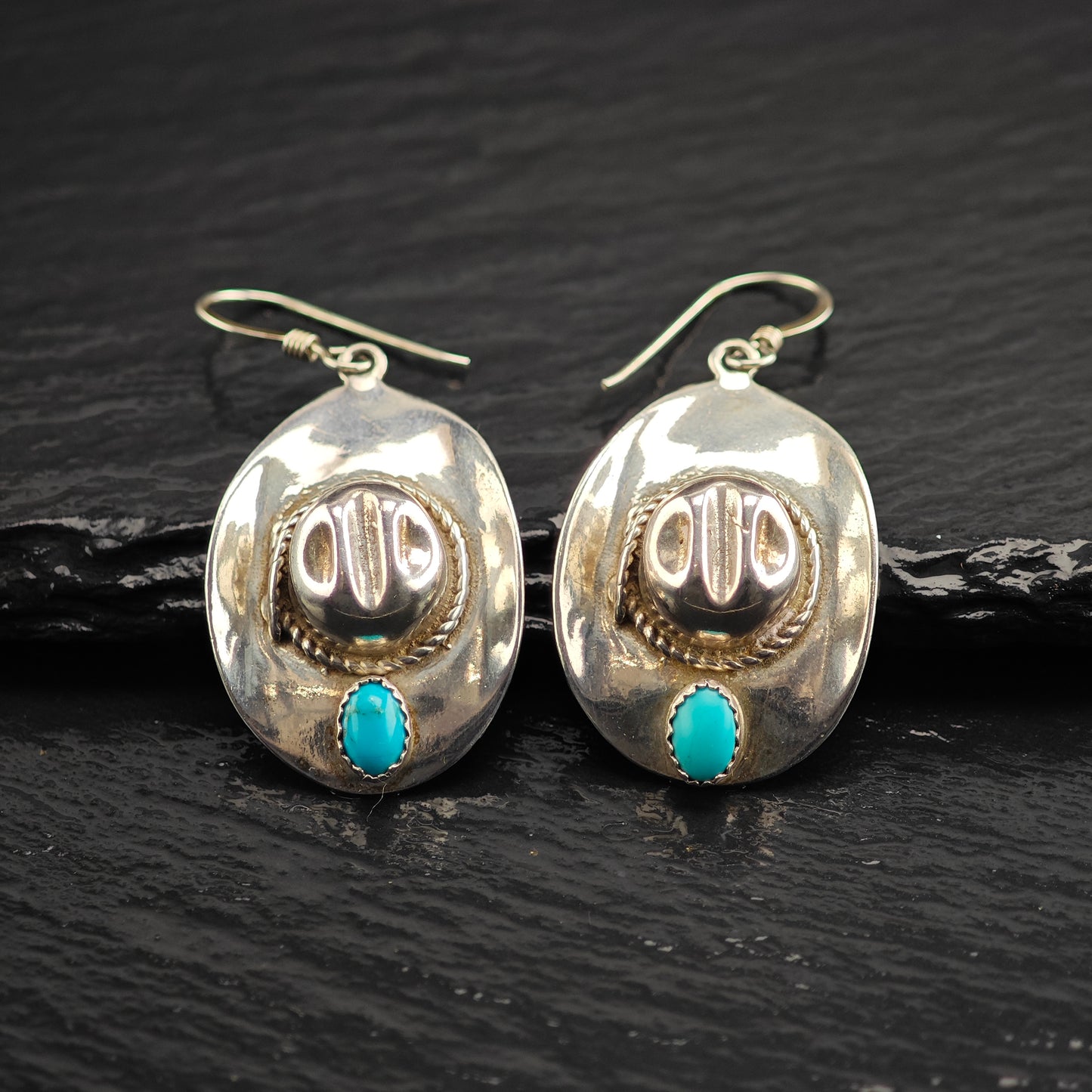 DTR Cowboy Hat, Sterling Silver Hook/Dangle Earrings ER3067