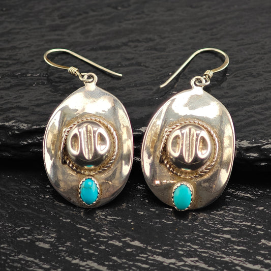 DTR Cowboy Hat, Sterling Silver Hook/Dangle Earrings ER3067