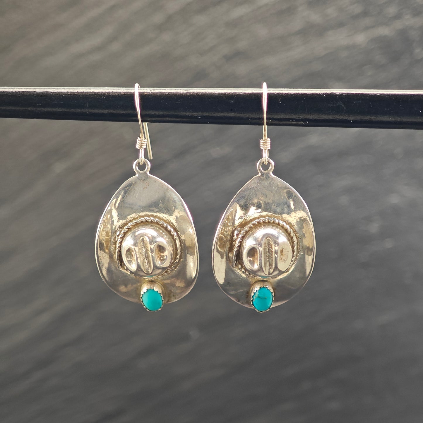 DTR Cowboy Hat, Sterling Silver Hook/Dangle Earrings ER3067
