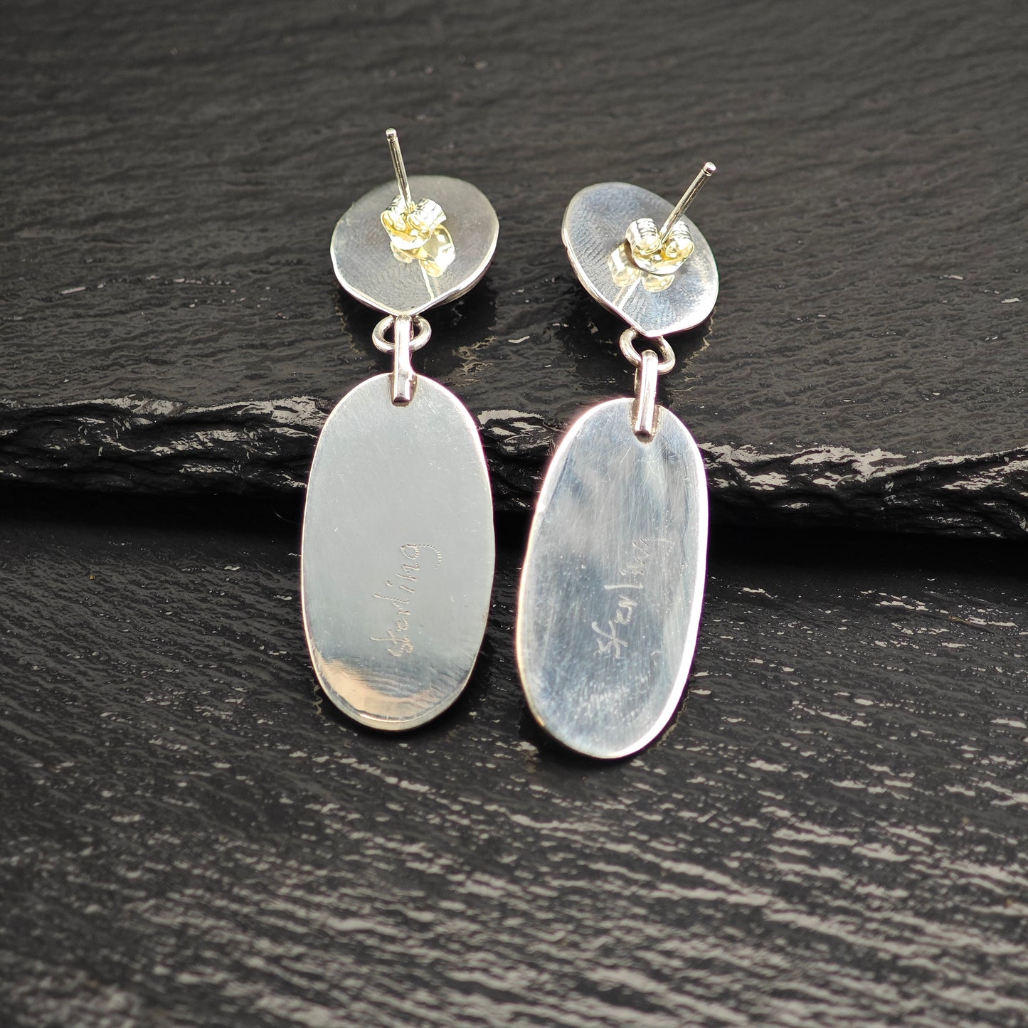 Vintage Native American Turquoise Inlay Sterling Silver Stud Dangle Earrings ER3073