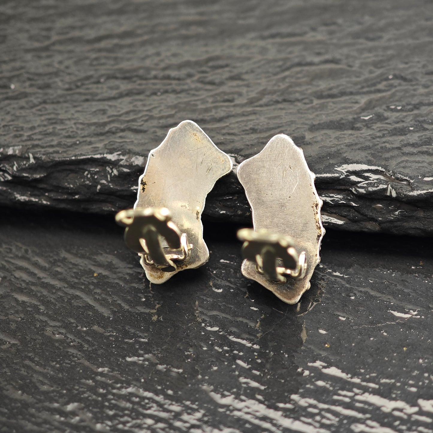 Vintage Zuni Petit Point Sterling Silver Clip-On Earrings ER3075