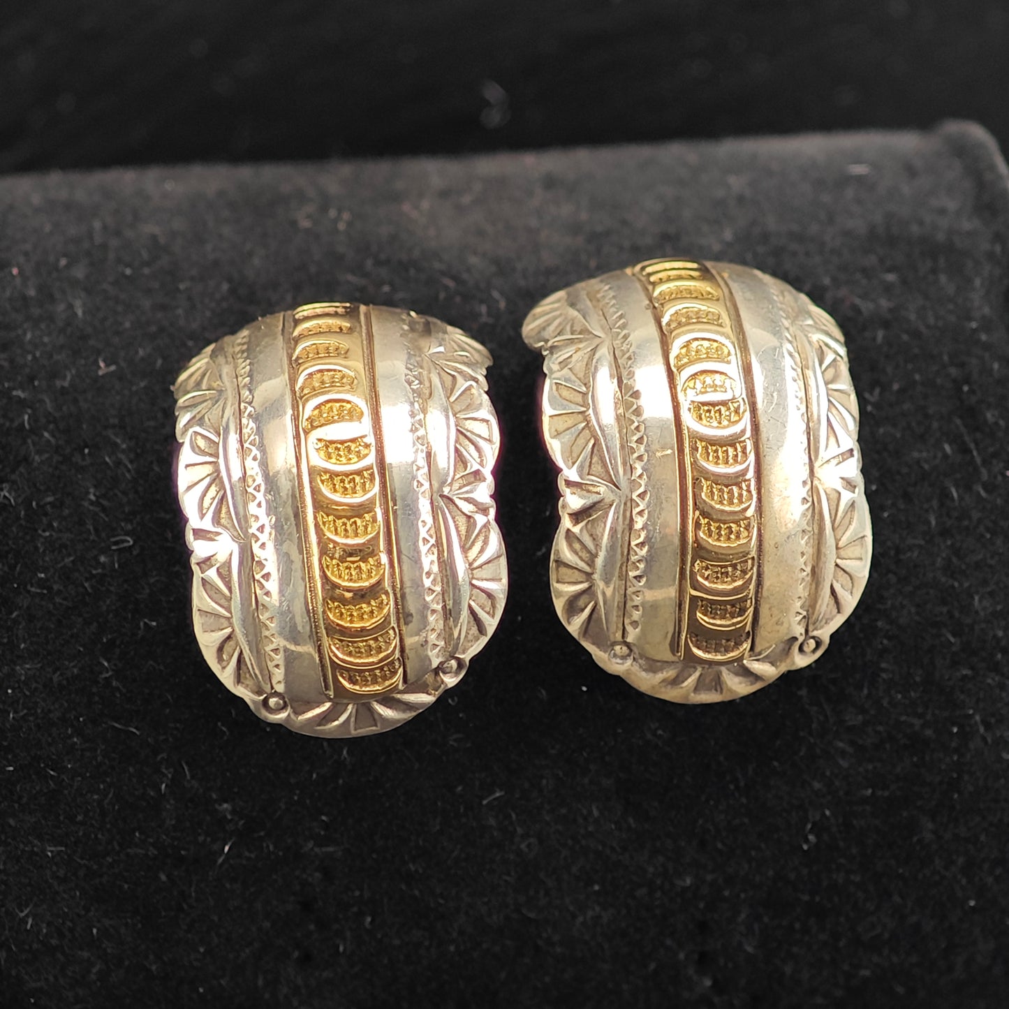 Vintage Navajo 14k Gold Accent Sterling Silver Stud Earrings ER3076