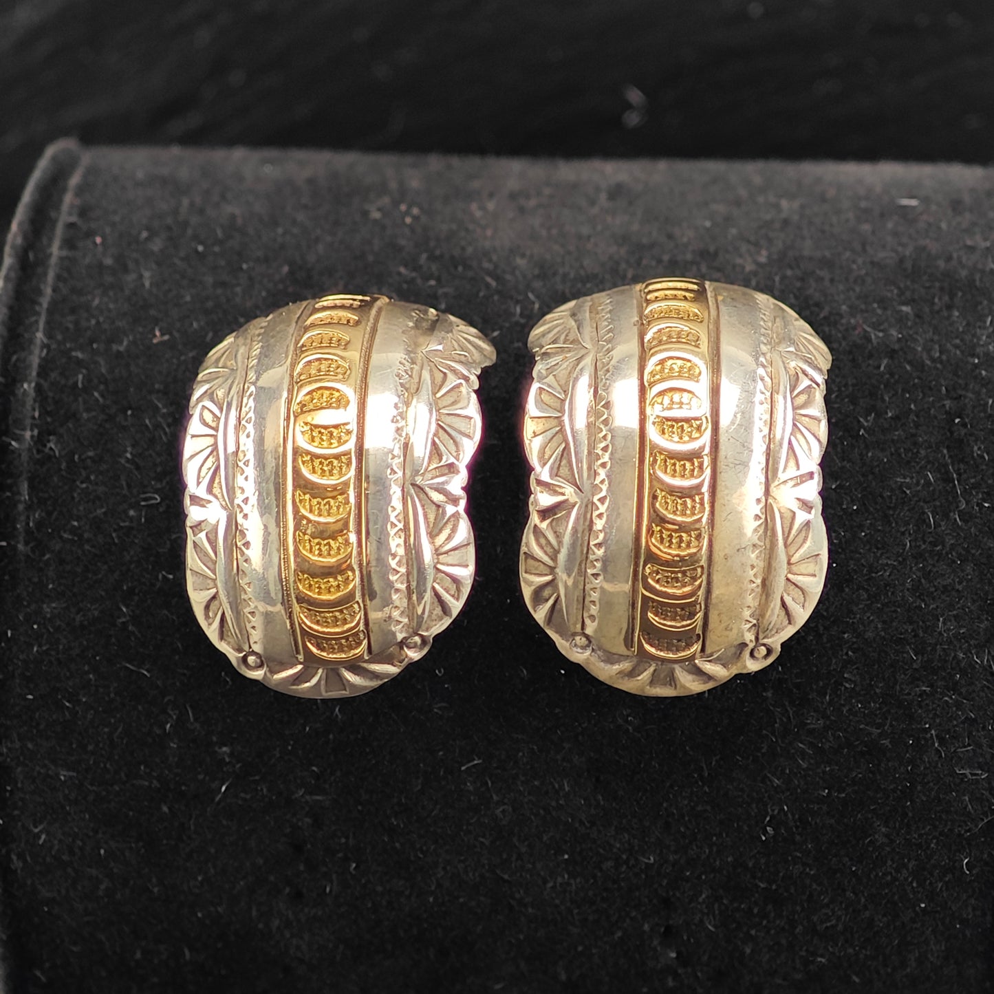 Vintage Navajo 14k Gold Accent Sterling Silver Stud Earrings ER3076
