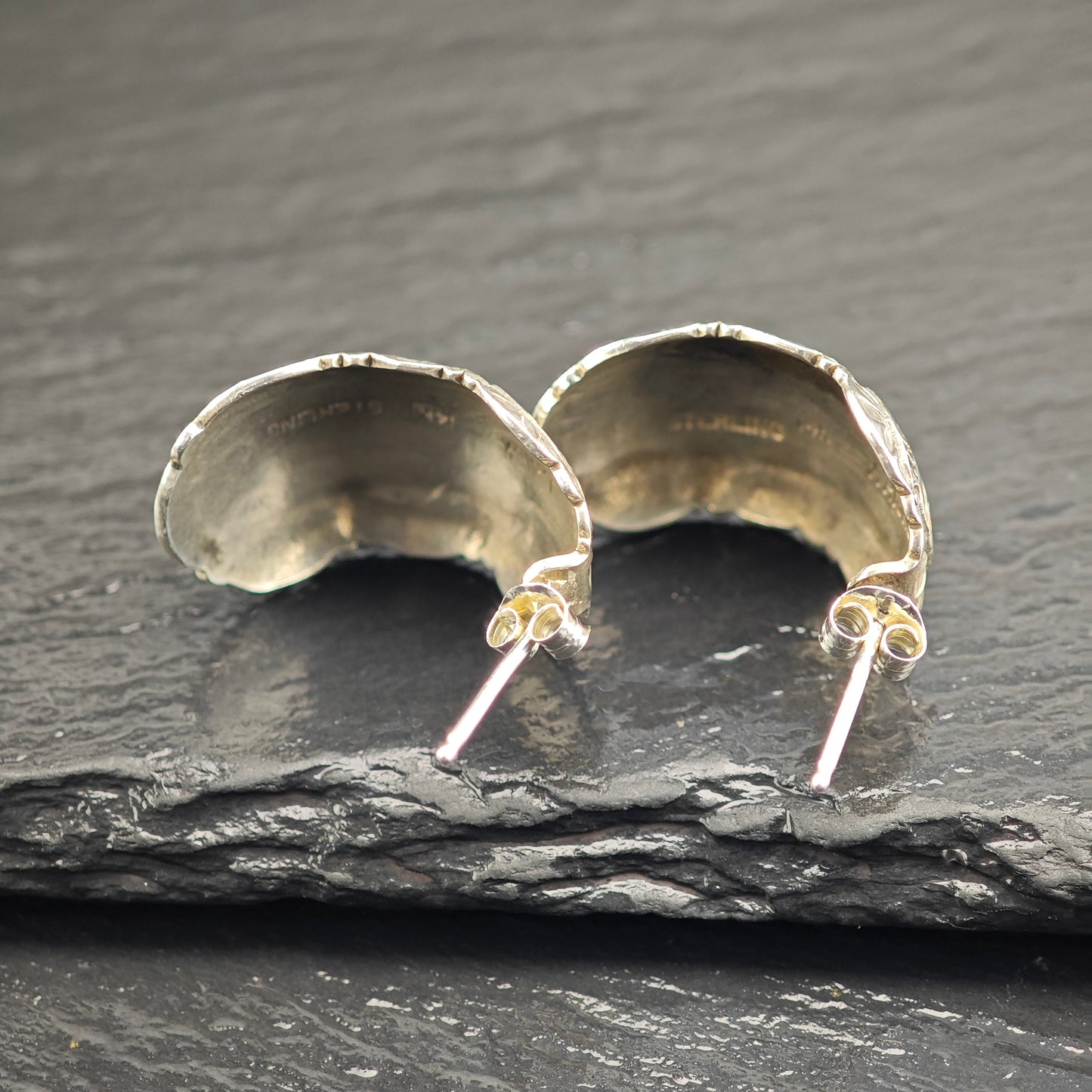 Vintage Navajo 14k Gold Accent Sterling Silver Stud Earrings ER3076