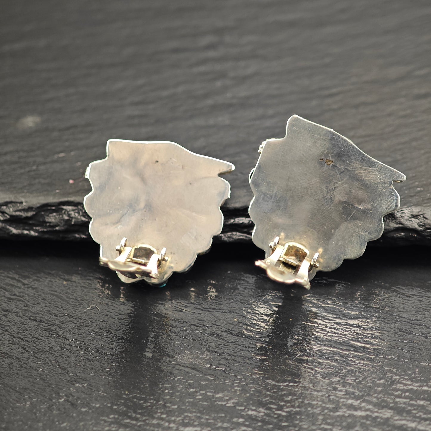 Vintage Zuni Thunderbird Inlay Sterling Silver Clip On Earrings ER3079