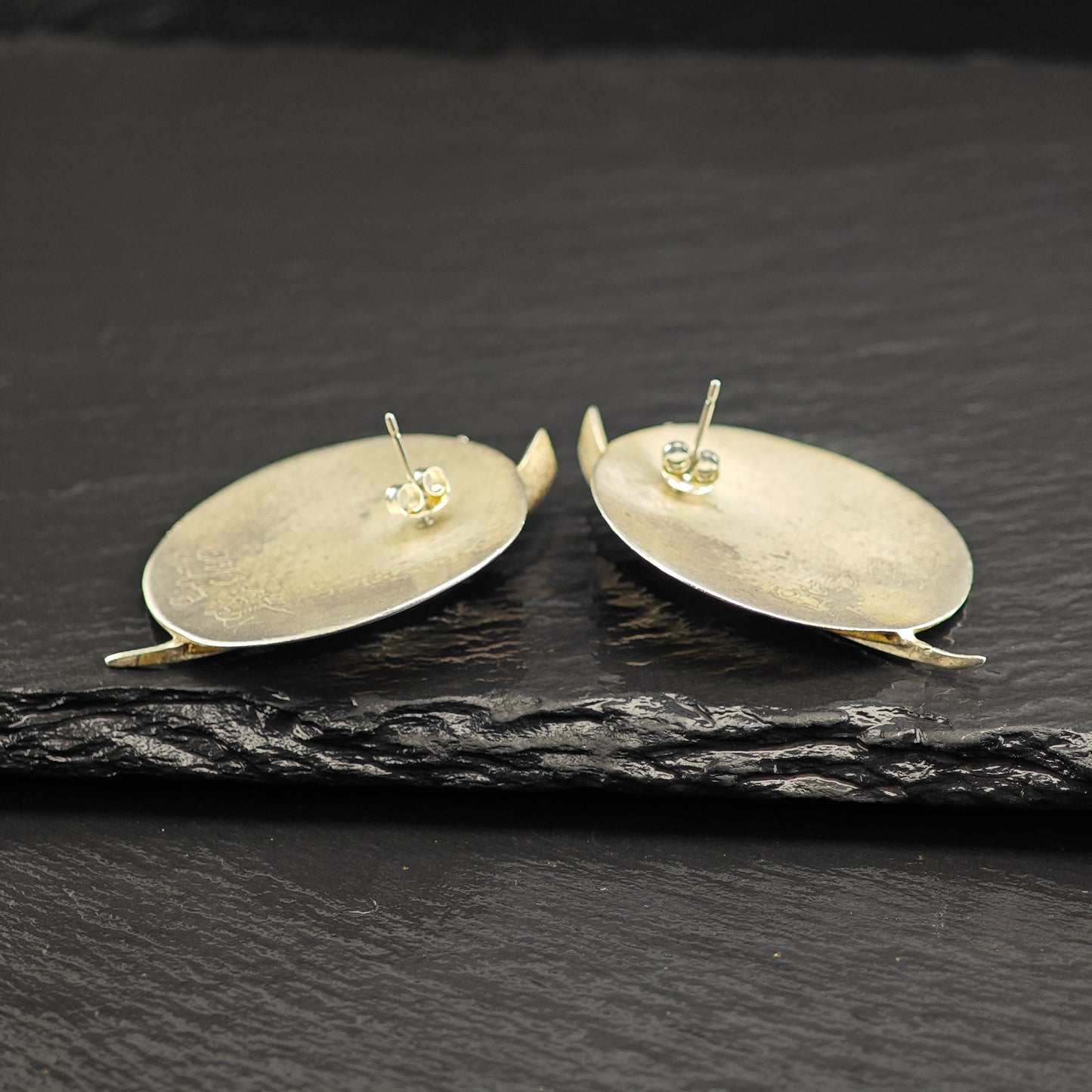 Vintage Artist Made 22k Gold Wash Sterling Silver Pos Earrings ER3080