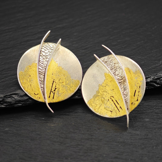 Vintage Artist Made 22k Gold Wash Sterling Silver Pos Earrings ER3080