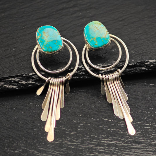 Vintage Navajo Turquoise Sterling Silver Stud Earrings ER3081