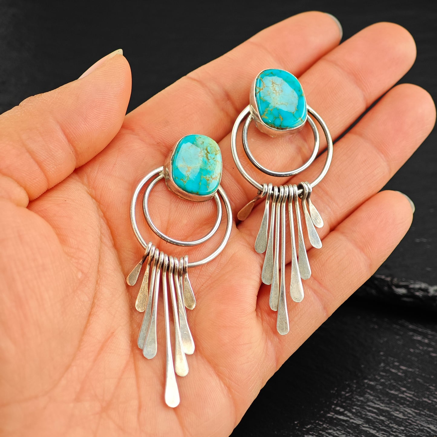 Vintage Navajo Turquoise Sterling Silver Stud Earrings ER3081