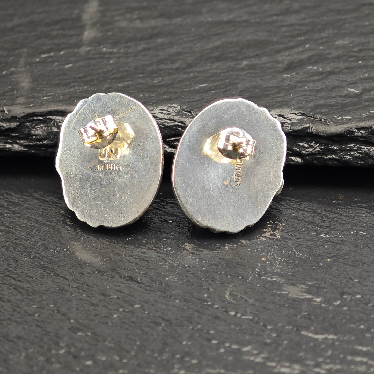 Vintage Oval Sw Turquoise Sterling Silver Stud Earrings ER3083