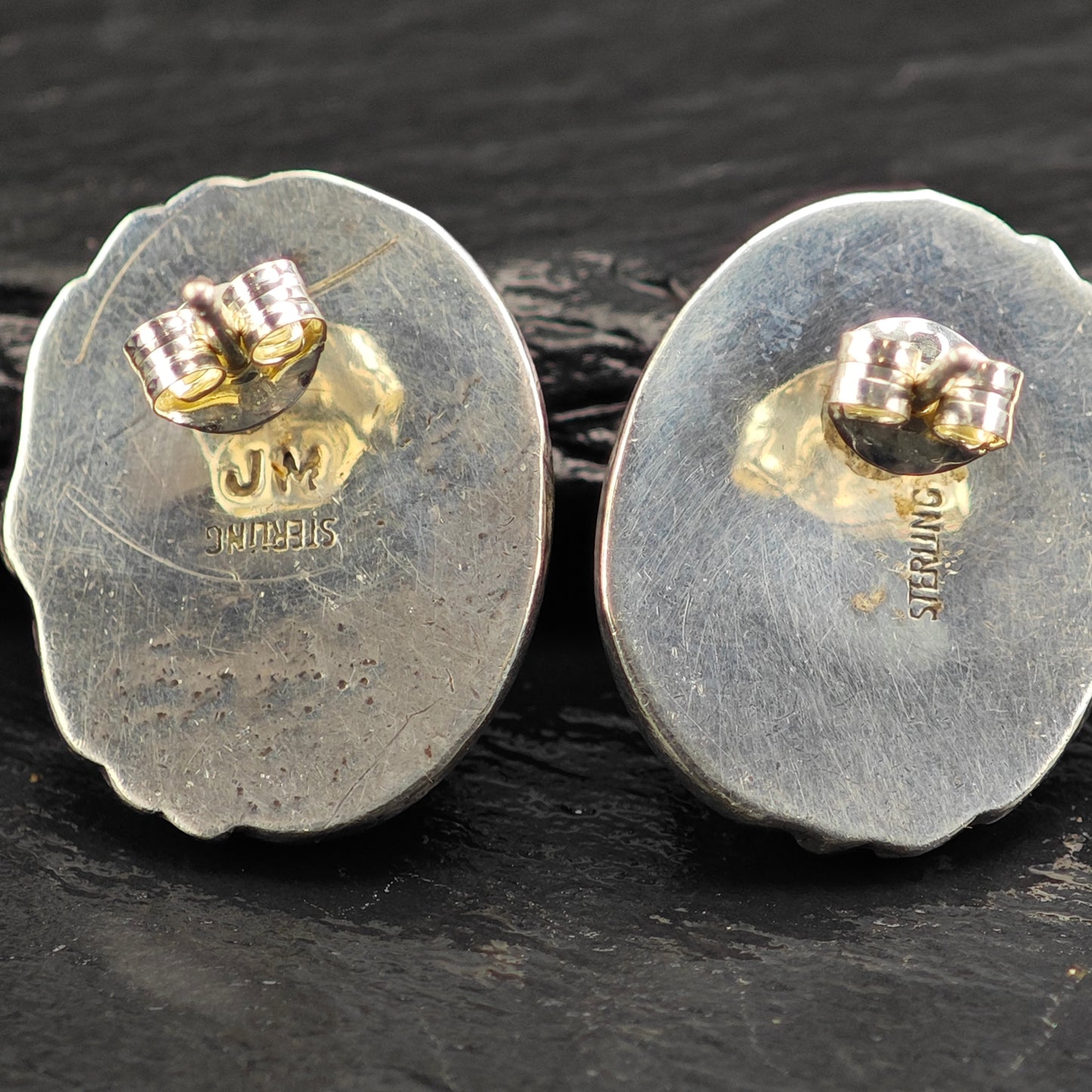 Vintage Oval Sw Turquoise Sterling Silver Stud Earrings ER3083