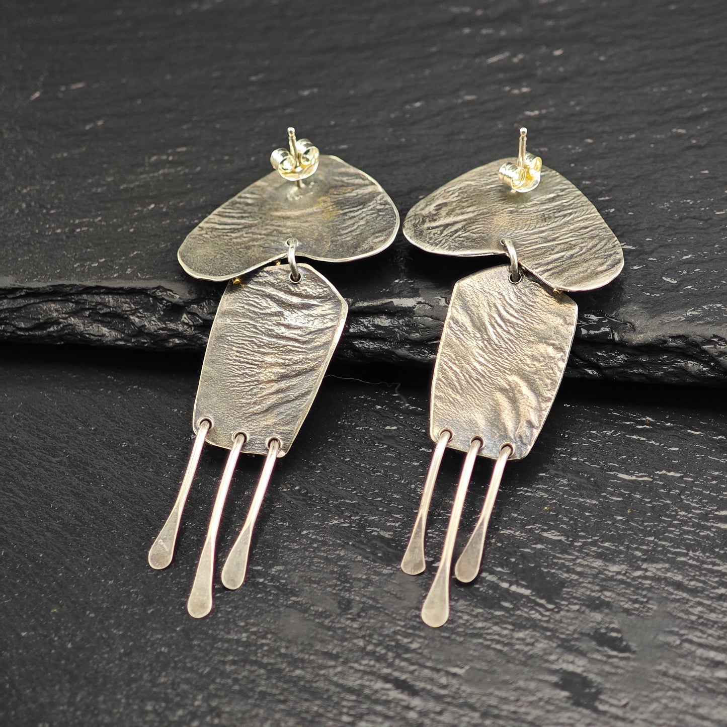 Artist Made Mixed Metal Sterling Silver Stud/Dangle Earrings ER3084