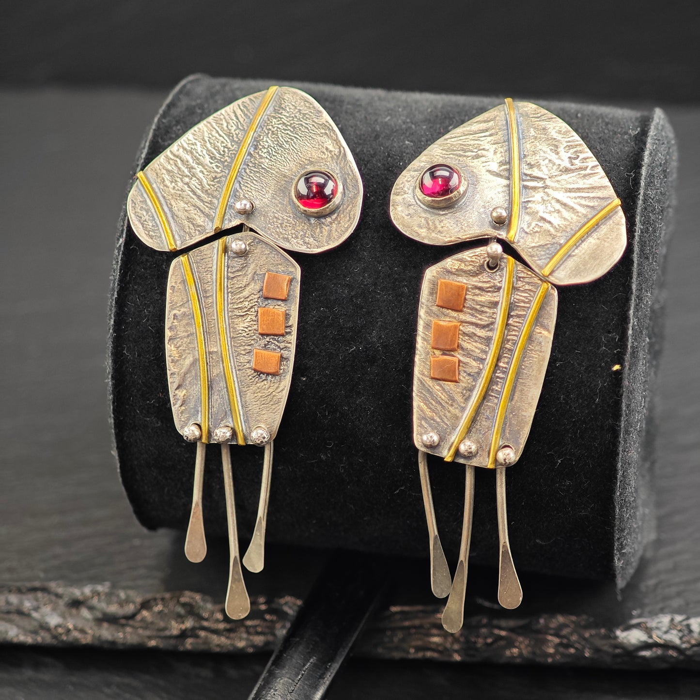 Artist Made Mixed Metal Sterling Silver Stud/Dangle Earrings ER3084