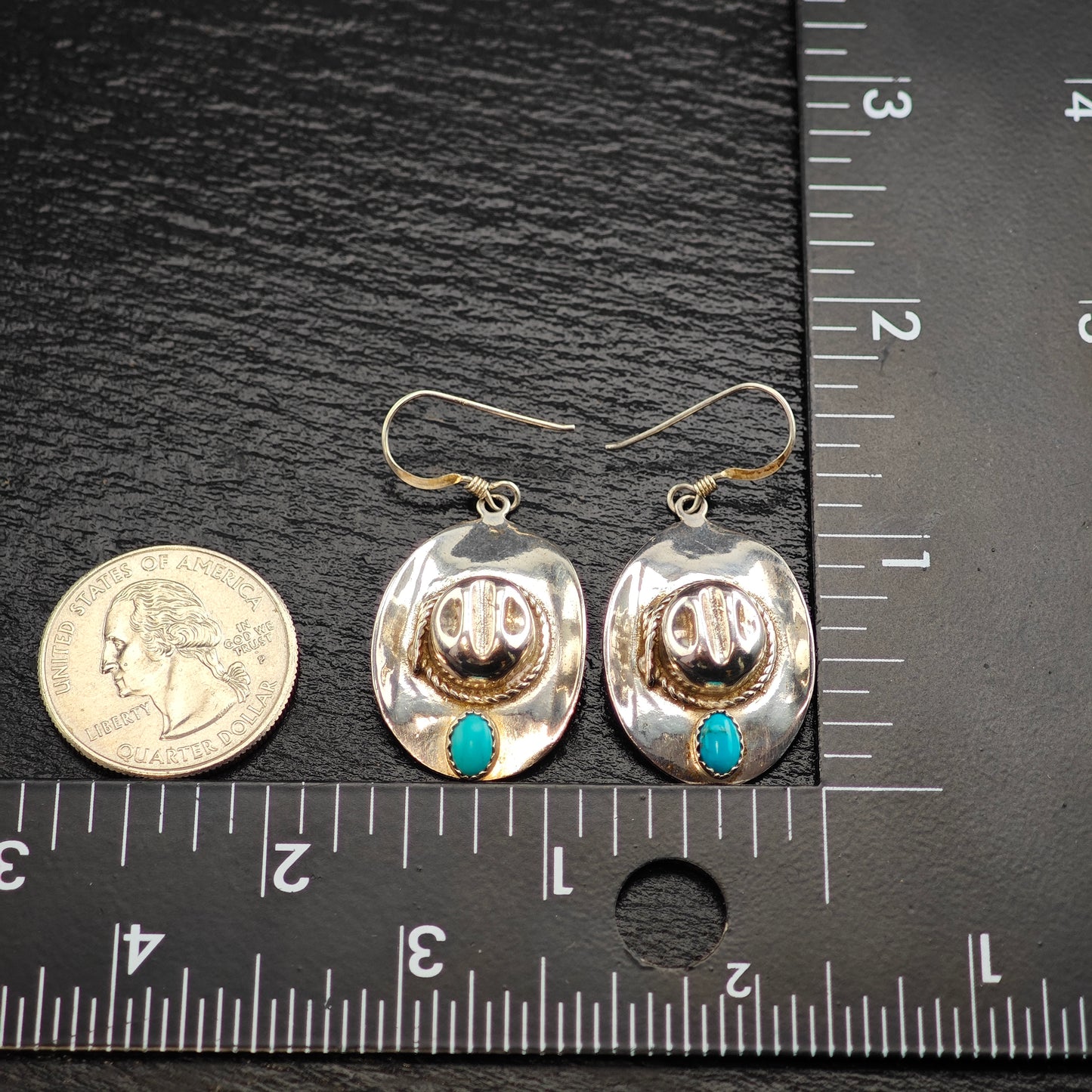 DTR Cowboy Hat, Sterling Silver Hook/Dangle Earrings ER3067