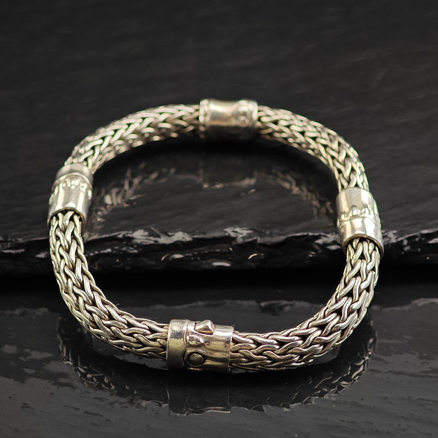 7.5mm John Hardy Woven Chain Sterling Silver Bracelet 6 1/2" BR3053
