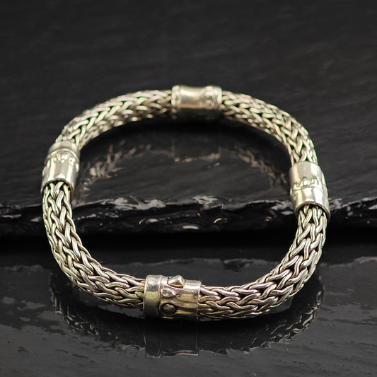 7.5mm John Hardy Woven Chain Sterling Silver Bracelet 6 1/2" BR3053