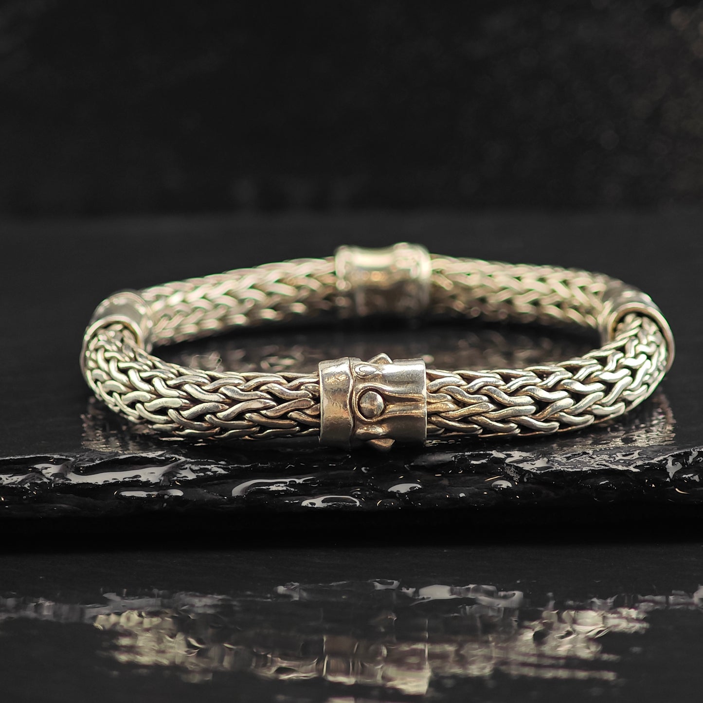 7.5mm John Hardy Woven Chain Sterling Silver Bracelet 6 1/2" BR3053