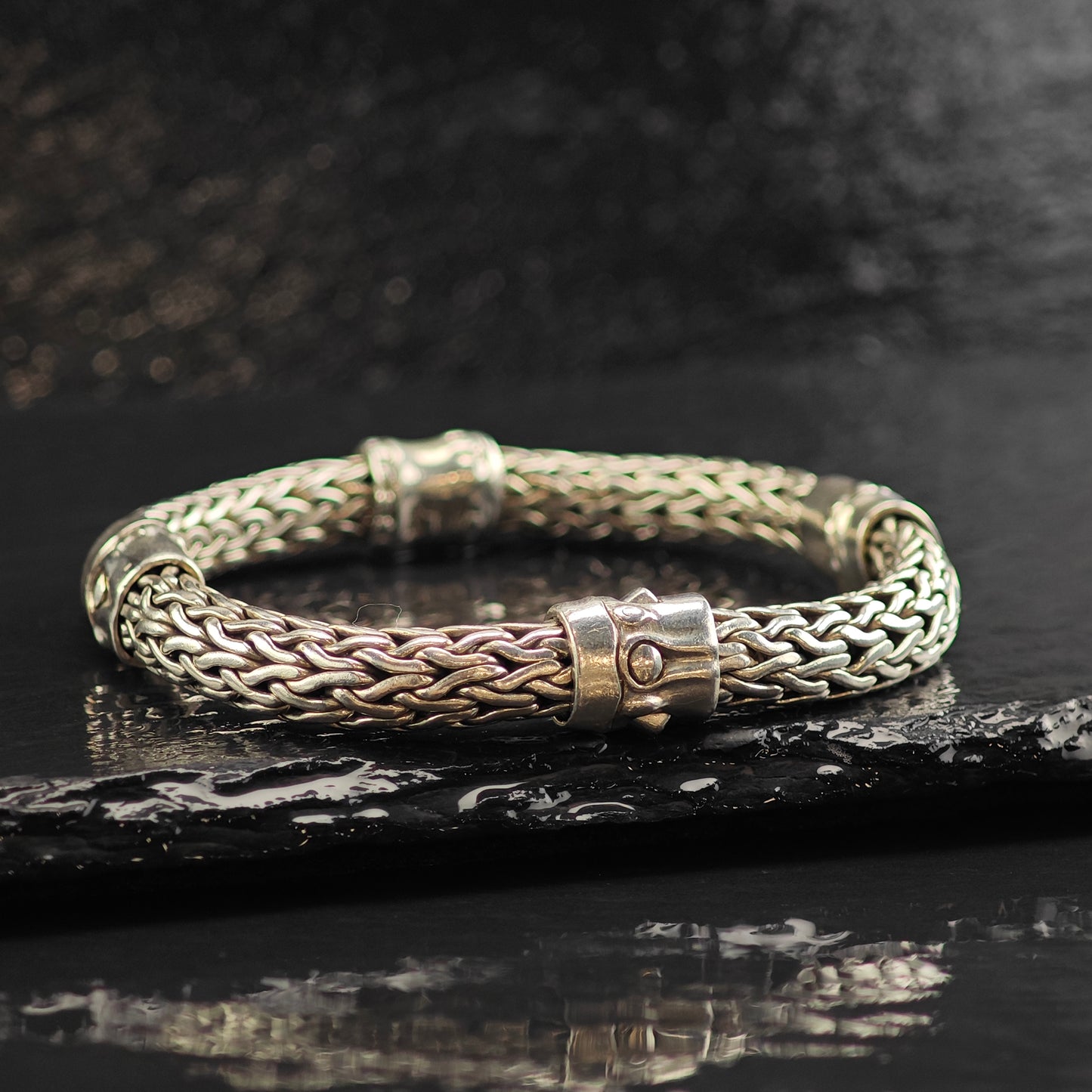 7.5mm John Hardy Woven Chain Sterling Silver Bracelet 6 1/2" BR3053