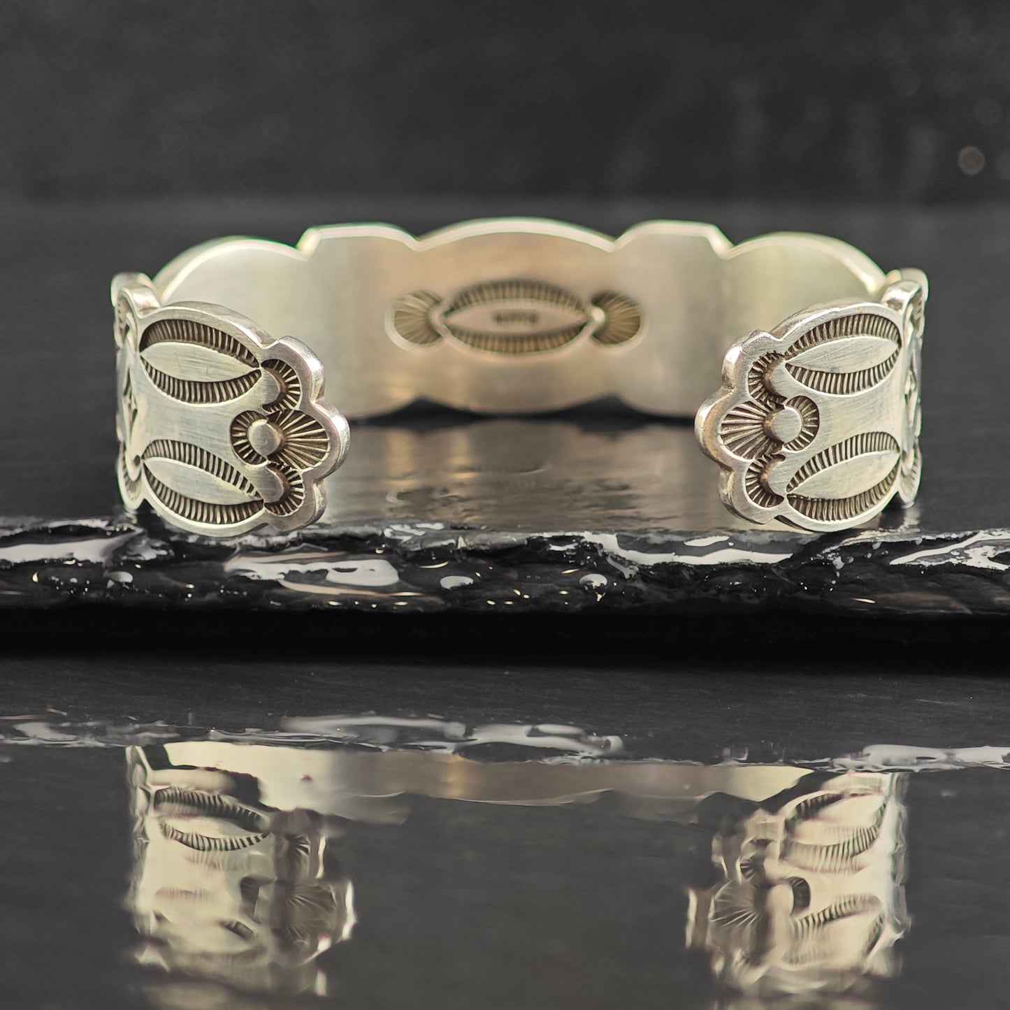 Aldrich Multistone Inlay Intarsia Gold Accent Cuff Bracelet Sterling Silver 6" BR3063