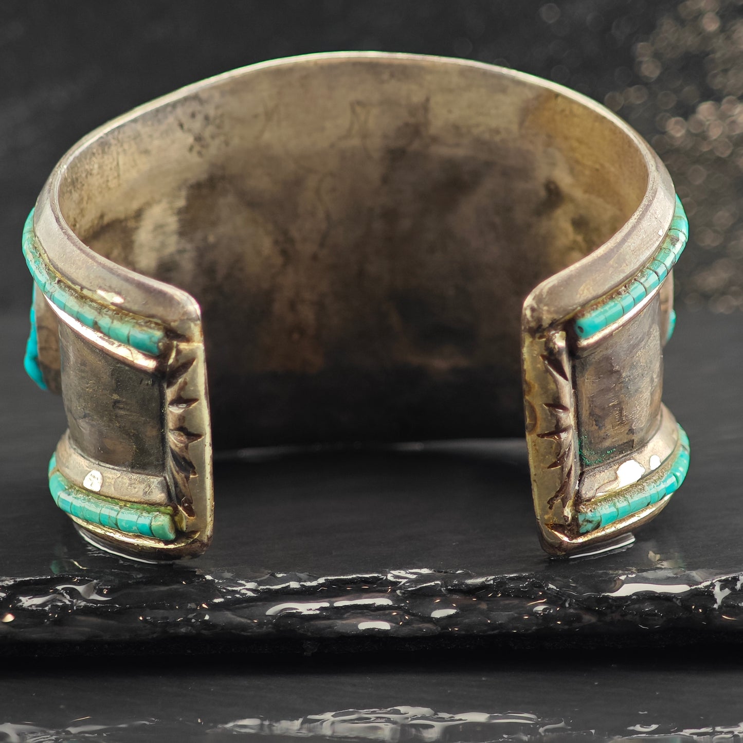 Vintage SW Multistone Turquoise Sterling Silver Cuff Bracelet 6 1/2" BR3065