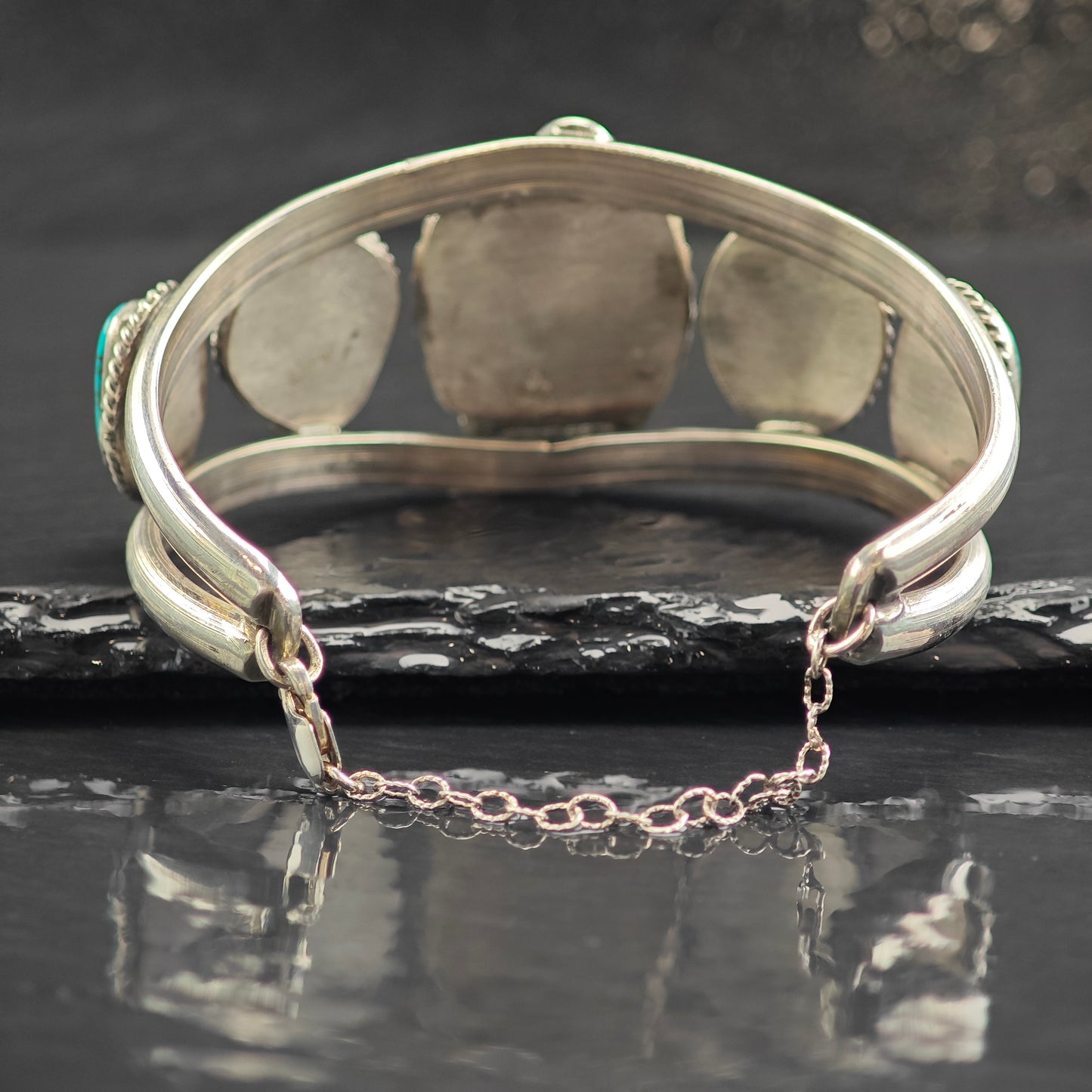 Vintage SW 5 Stone Turquoise Sterling Silver Cuff Bracelet 6 1/2" BR3075