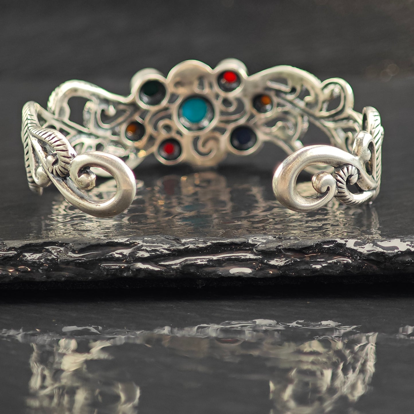 Vintage Carolyn Pollack Swirl Sterling Silver Cuff Bracelet 6 1/4" BR3076