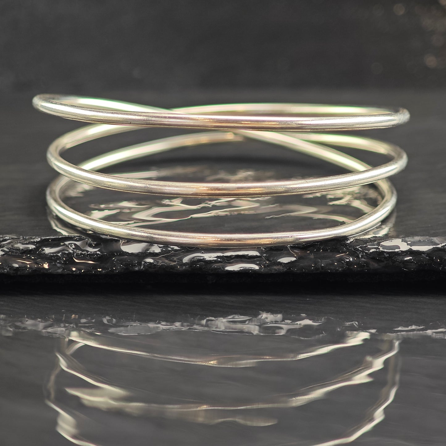 Trio Tension Bangle Sterling Silver Bangle Bracelet 7 1/2" BR3082