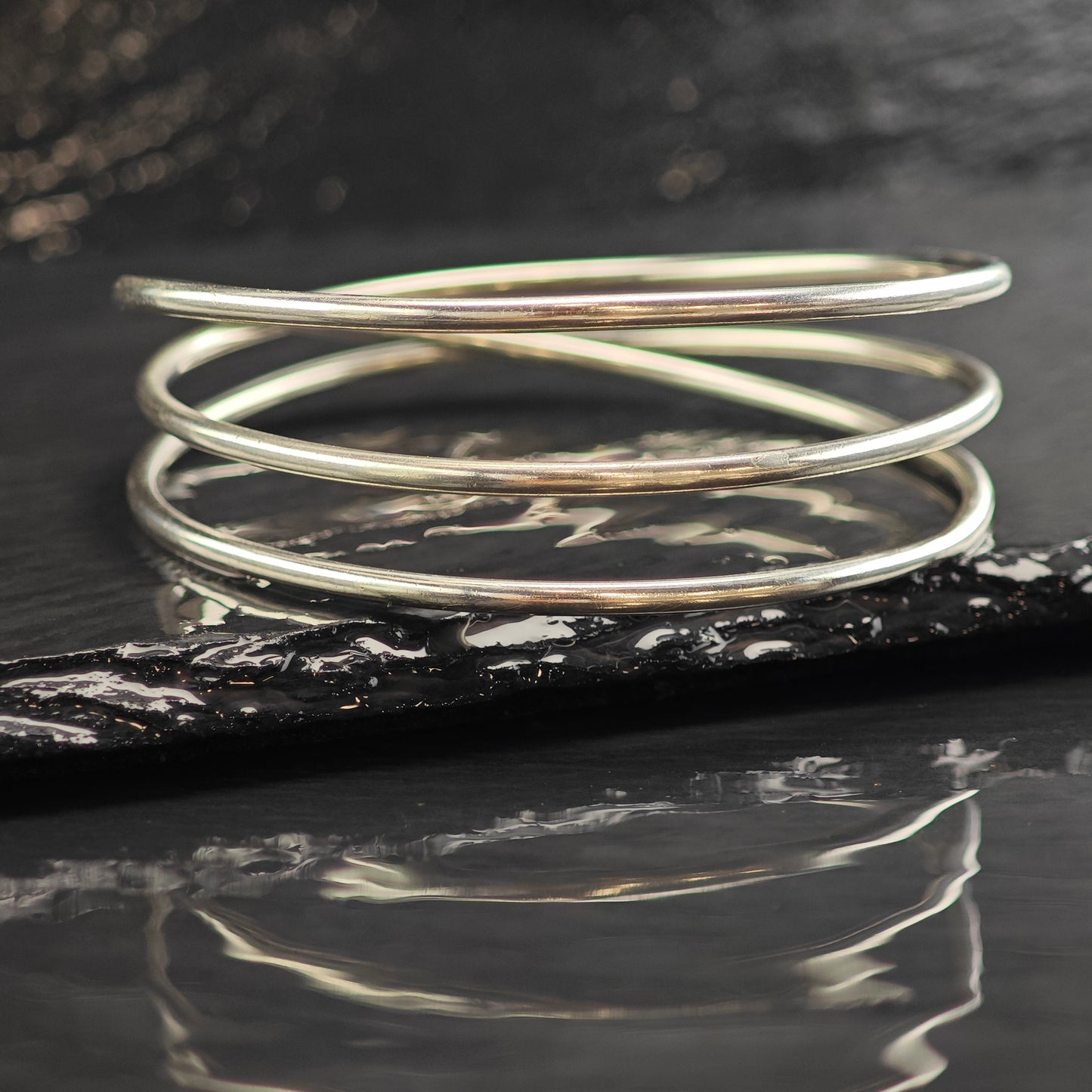Trio Tension Bangle Sterling Silver Bangle Bracelet 7 1/2" BR3082