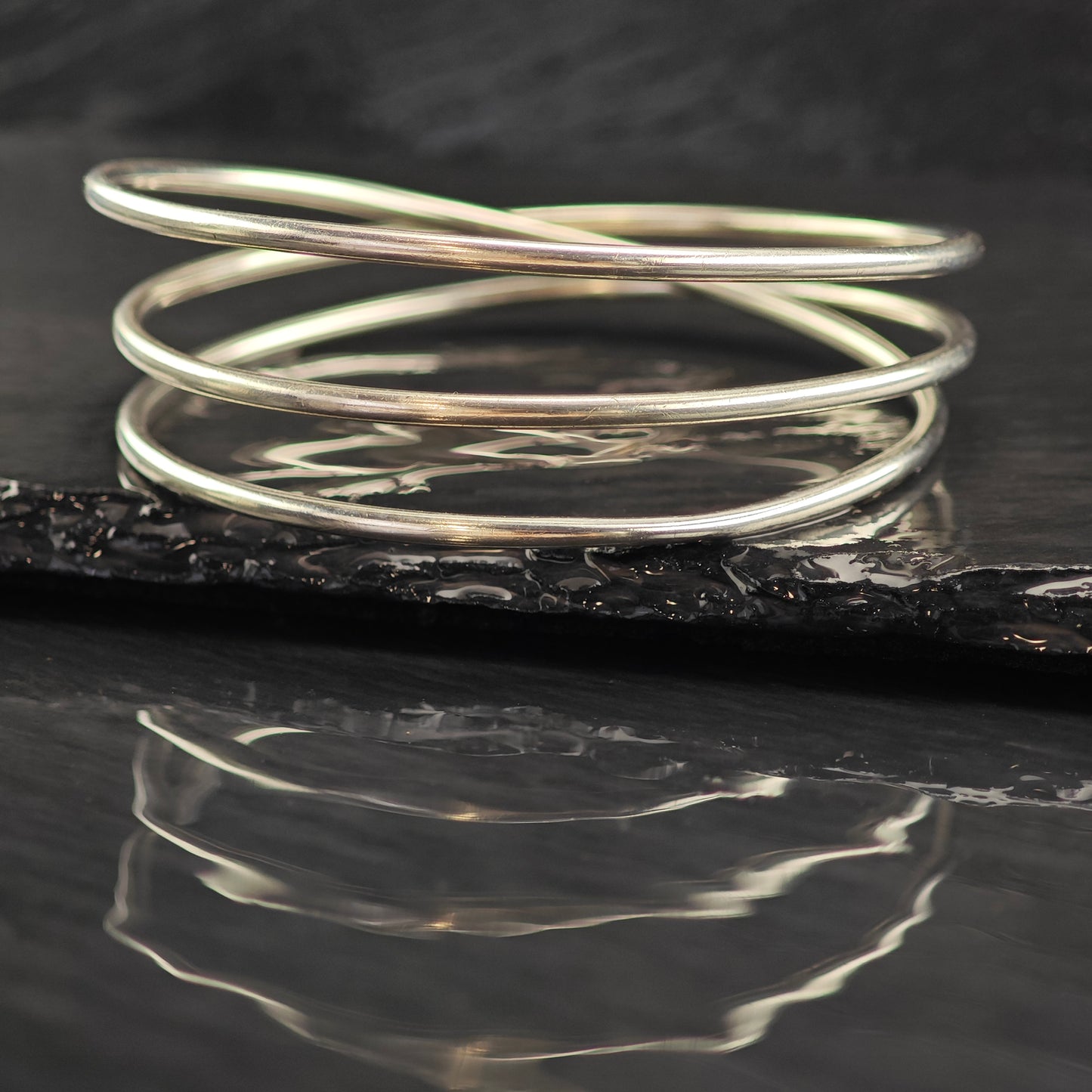 Trio Tension Bangle Sterling Silver Bangle Bracelet 7 1/2" BR3082