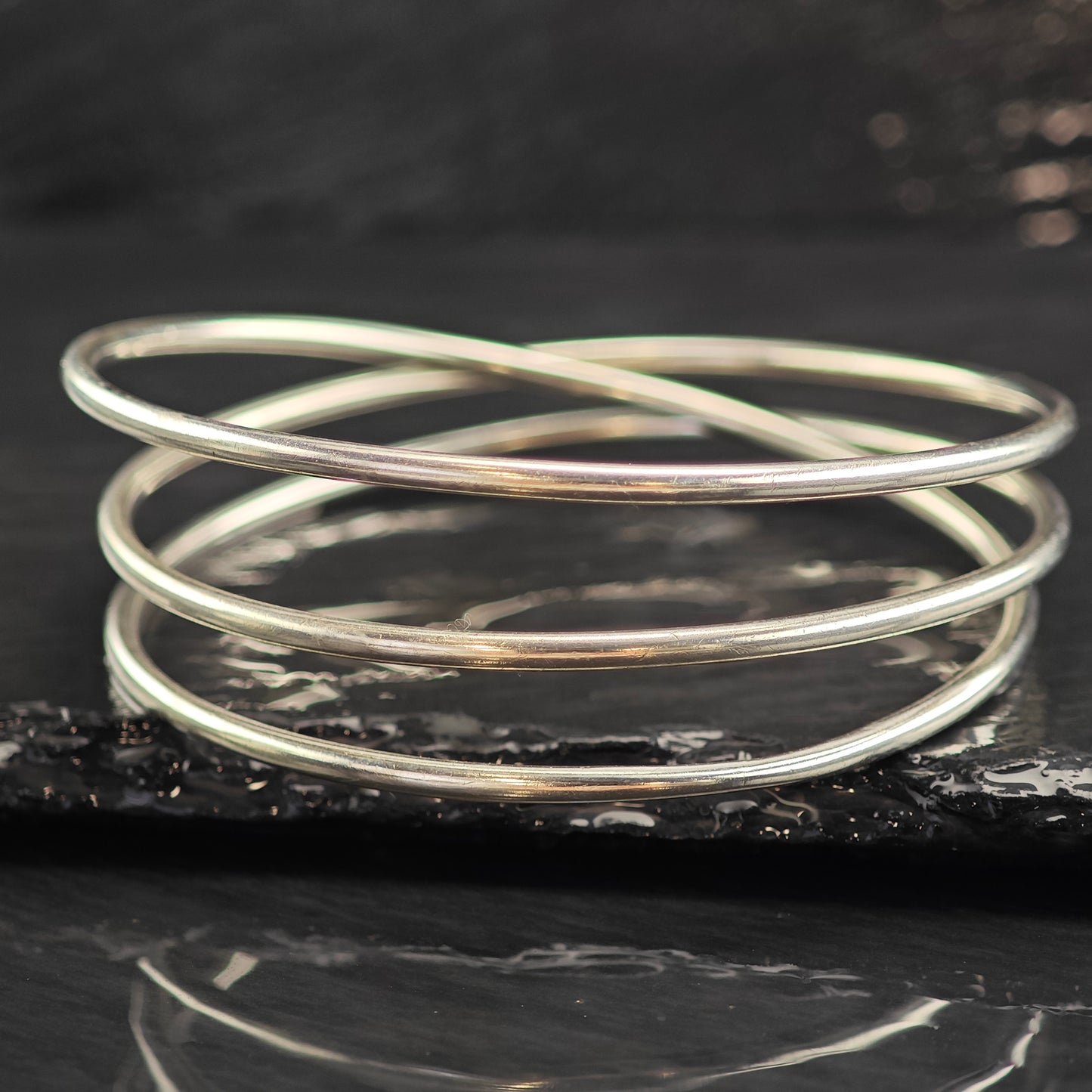 Trio Tension Bangle Sterling Silver Bangle Bracelet 7 1/2" BR3082
