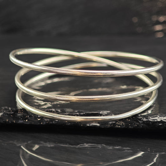 Trio Tension Bangle Sterling Silver Bangle Bracelet 7 1/2" BR3082