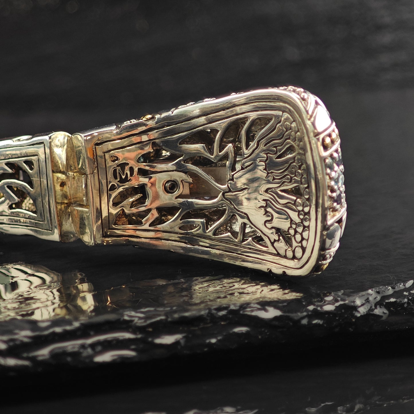 John Hardy 18k Gold Lavafire Sterling Silver Cuff Bracelet 6 1/2" M BR3085