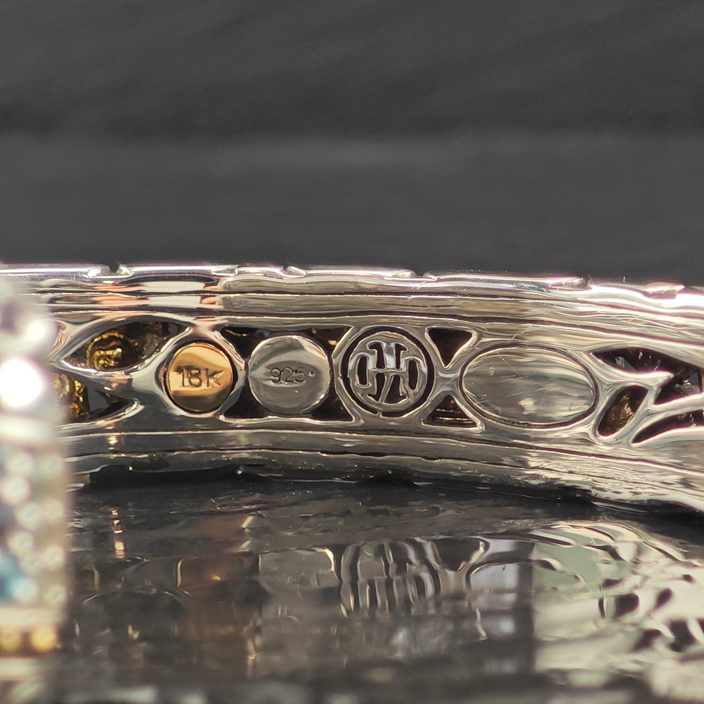 John Hardy 18k Gold Lavafire Sterling Silver Cuff Bracelet 6 1/2" M BR3085