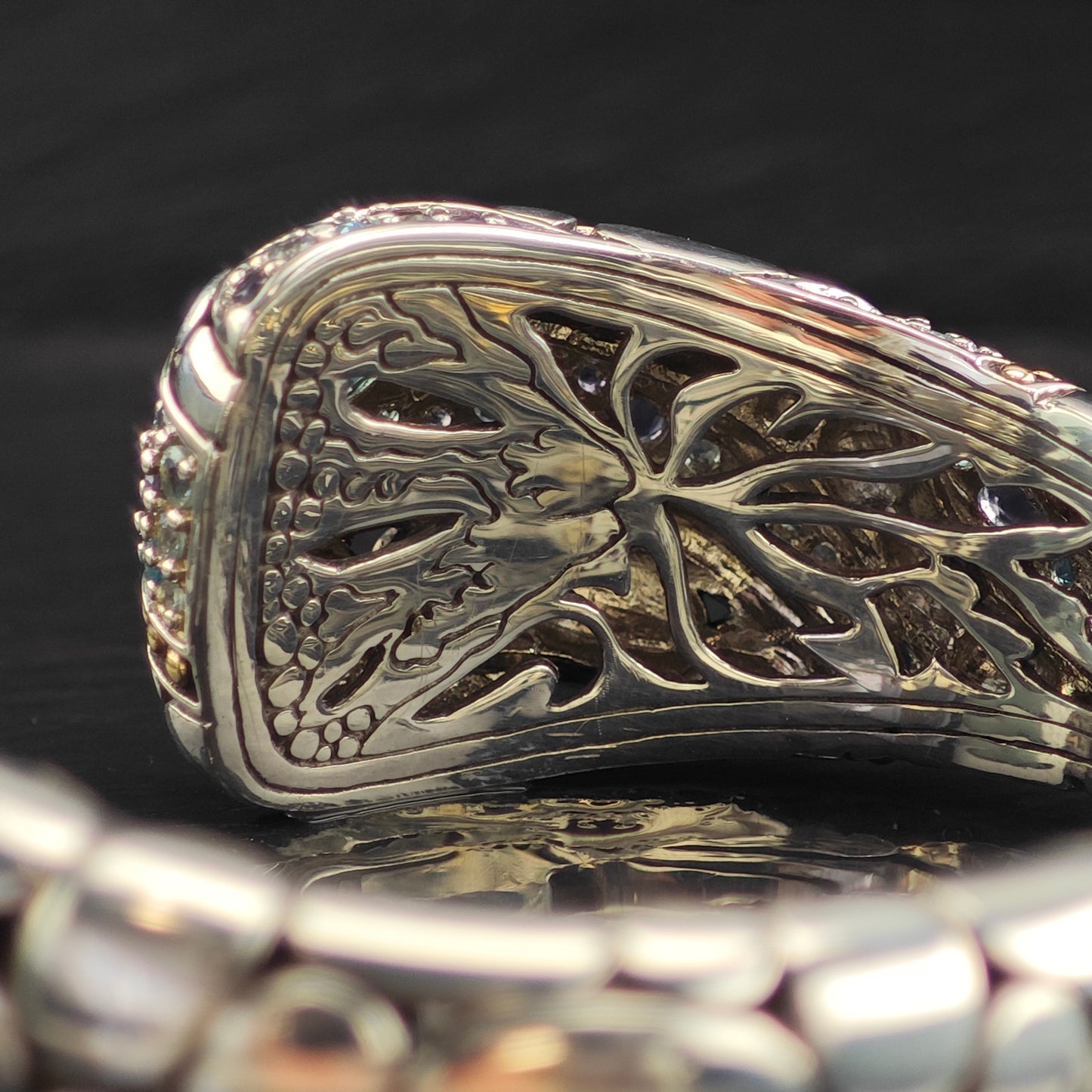 John Hardy 18k Gold Lavafire Sterling Silver Cuff Bracelet 6 1/2" M BR3085