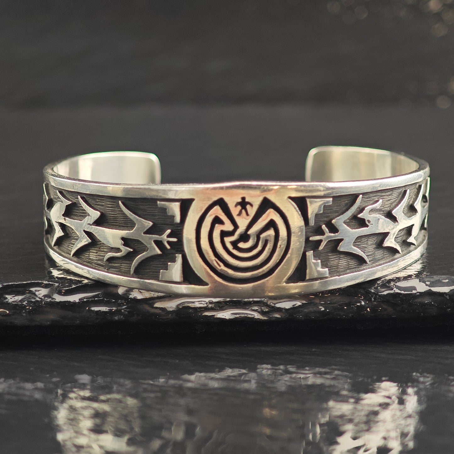 Vintage Hopi Sterling Silver Cuff Bracelet 6 3/4" BR3086