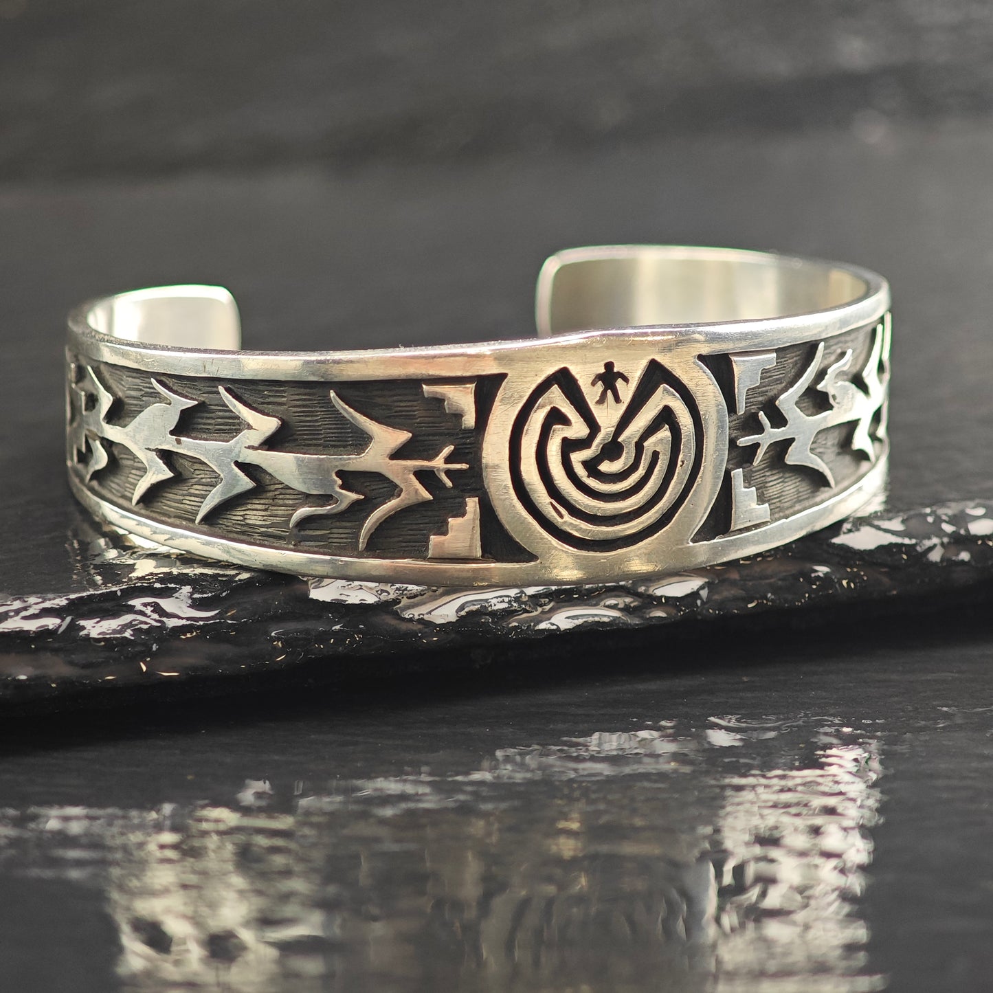 Vintage Hopi Sterling Silver Cuff Bracelet 6 3/4" BR3086