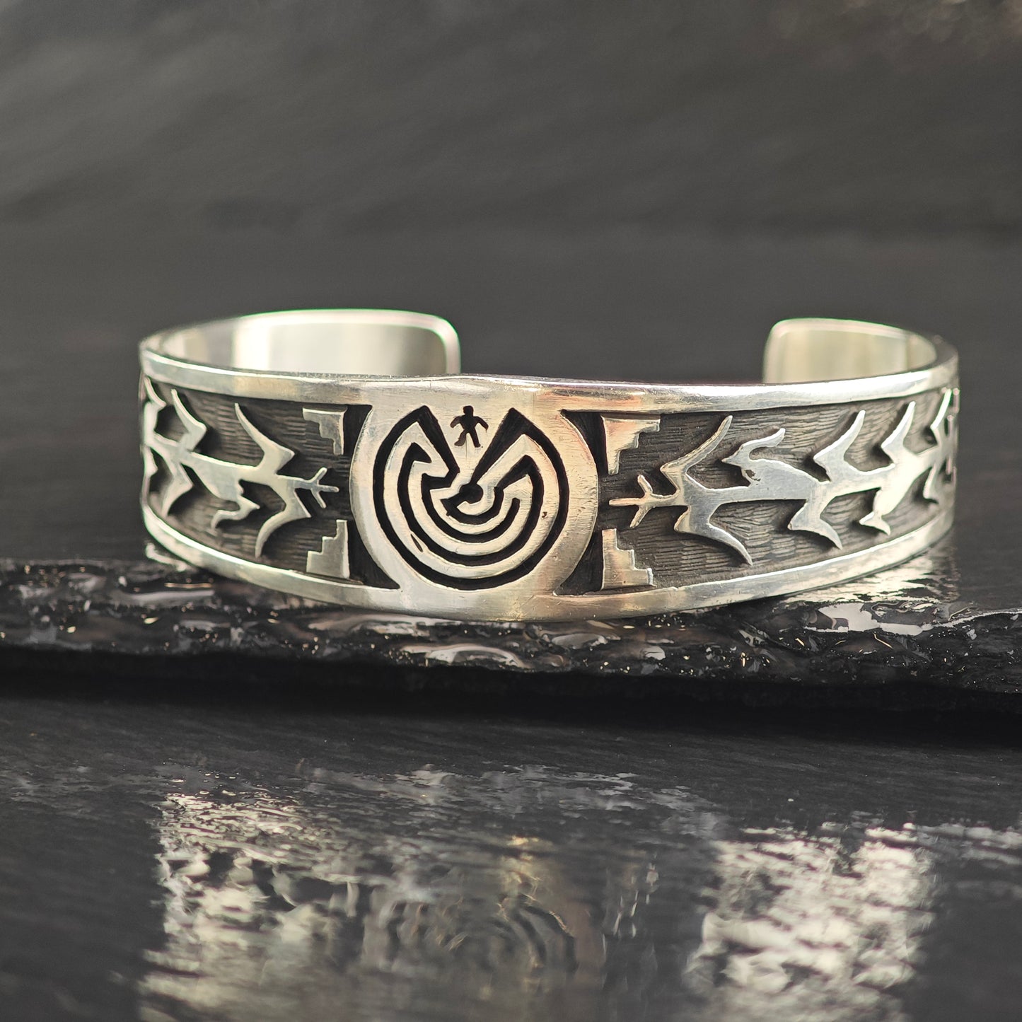 Vintage Hopi Sterling Silver Cuff Bracelet 6 3/4" BR3086
