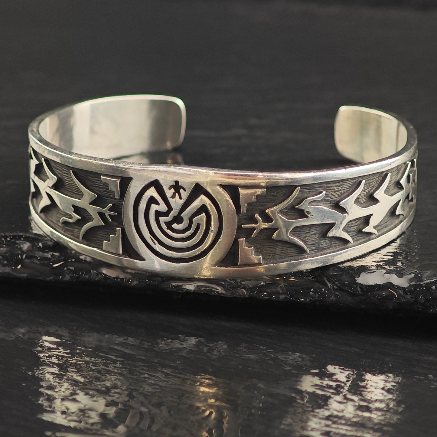 Vintage Hopi Sterling Silver Cuff Bracelet 6 3/4" BR3086
