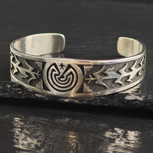 Vintage Hopi Sterling Silver Cuff Bracelet 6 3/4" BR3086