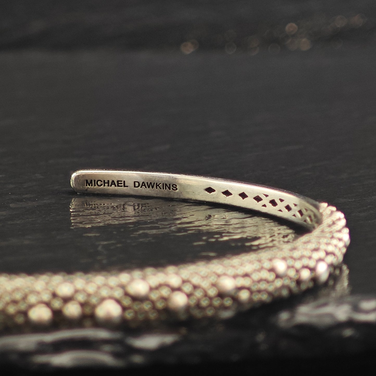 Vintage Michael Dawkins Granulated Sterling Silver Cuff Bracelet 7" BR3088
