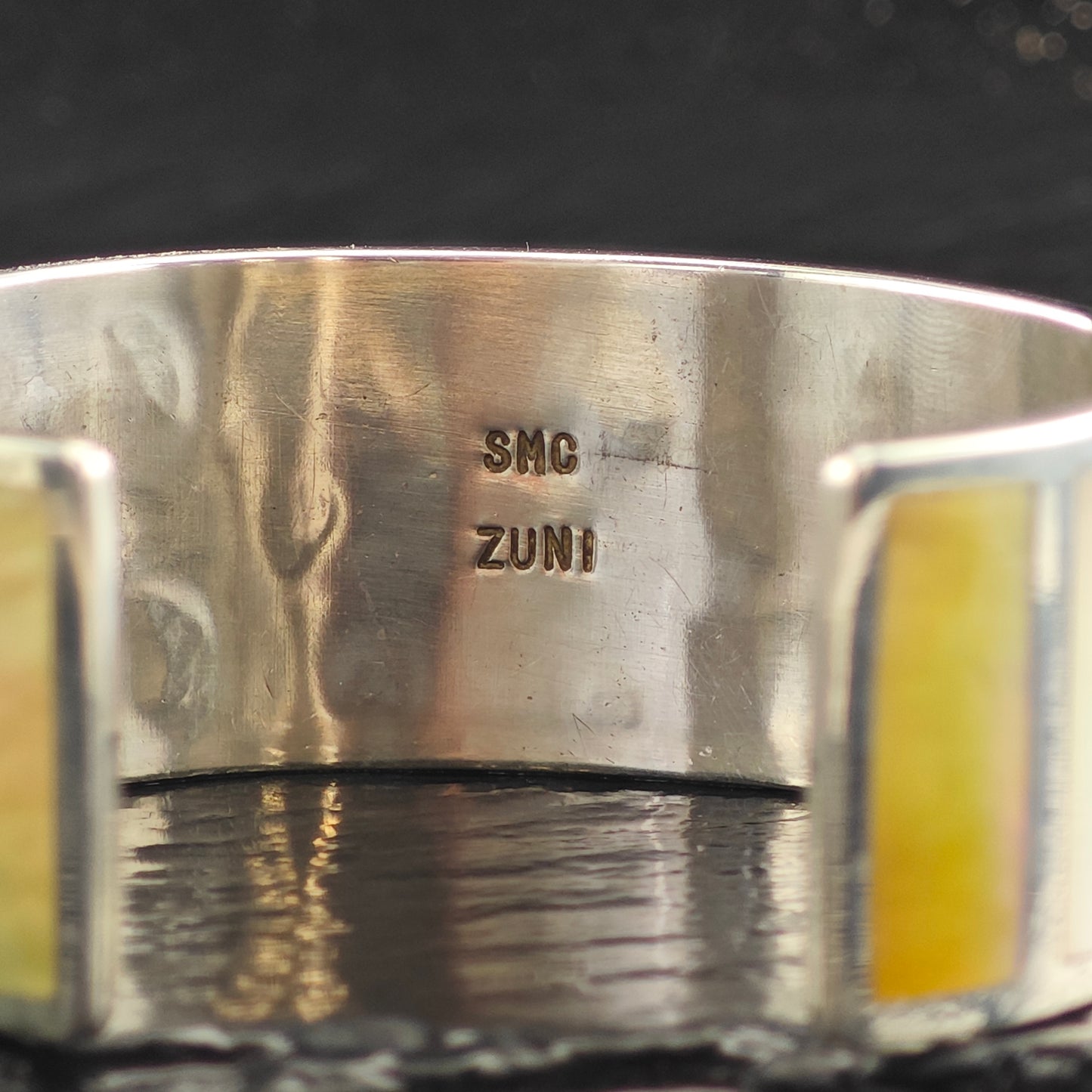 Vintage Zuni Mother of Pearl Inlay Sterling Silver Cuff Bracelet 6 1/4" BR3089