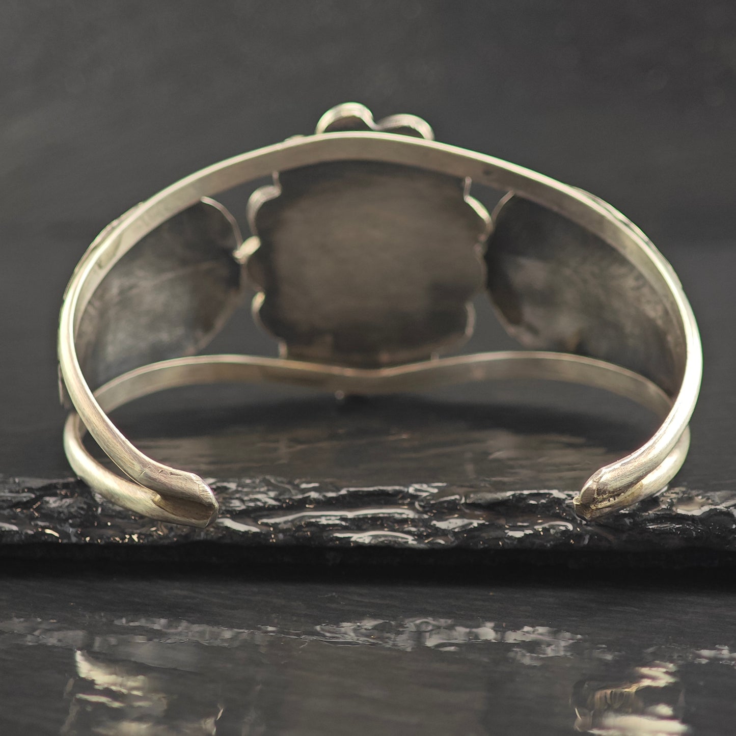 Vintage SW Turquoise Bird Inlay in MOP Sterling Silver Cuff Bracelet 7" BR3092
