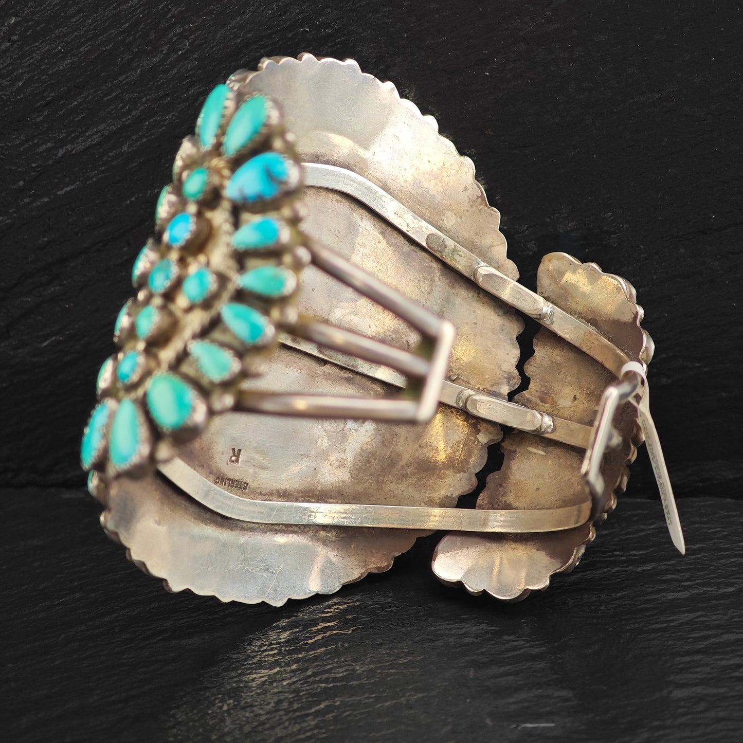 1950's Native Lg Cuff Bracelet Sterling Silver BR2863